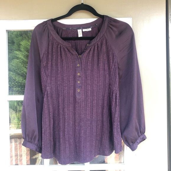 Anthropologie 🐾 Meadow Rue Purple Button Blouse Size XS - Picture 2 of 7